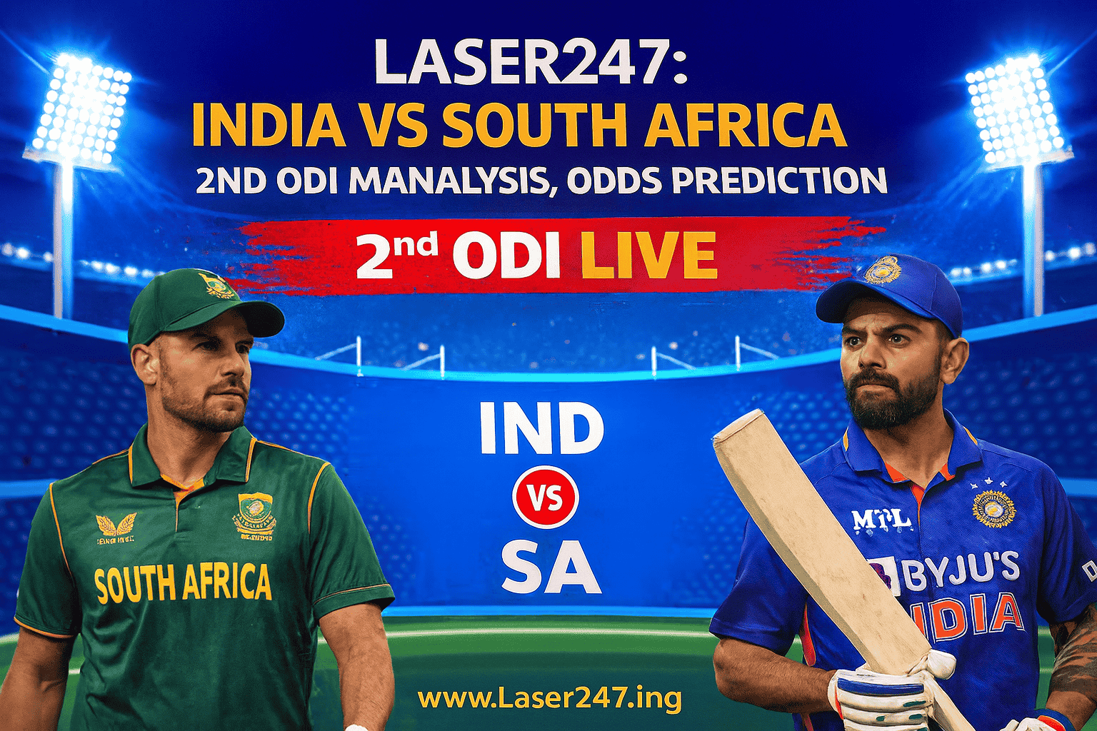 You are currently viewing Laser247 How To Bet on India vs South Africa 2nd ODI: Match Analysis, Key Odds, and Expert Strategy